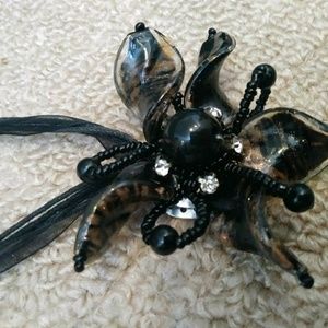 Hand-made glass and bead flower pendant